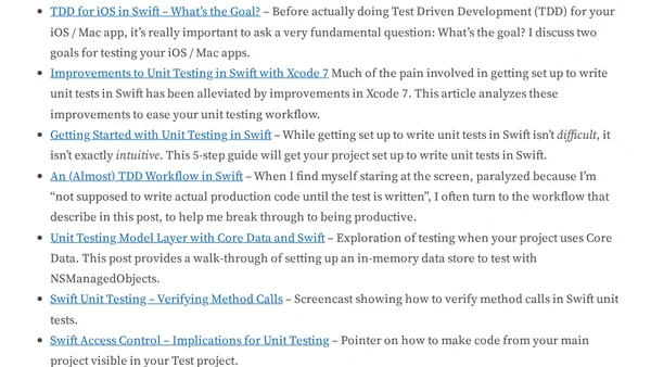 Swift Unit Testing Resources