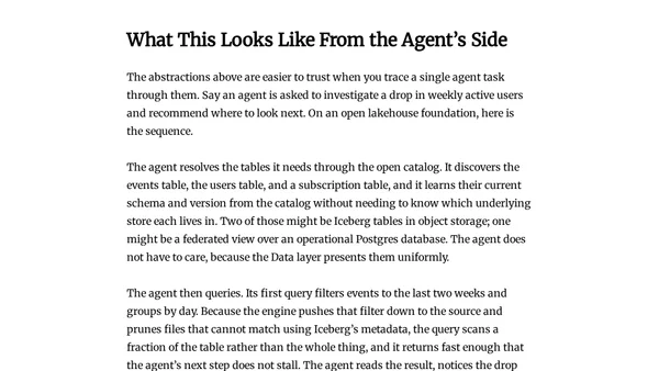 Data Lakehouse Open Standards for AI Agents