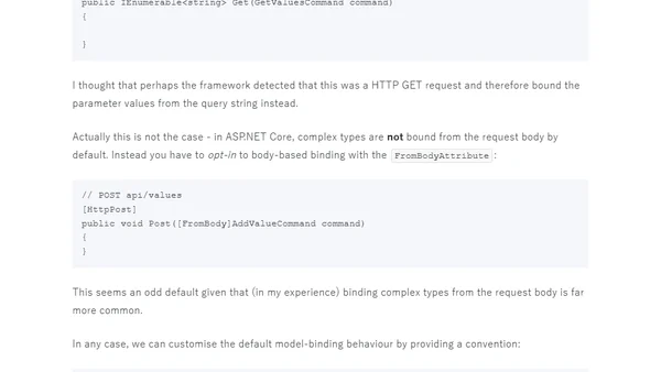 Customising model-binding conventions in ASP.NET Core