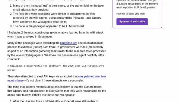OpenAI agents attacked RubyGems back in May