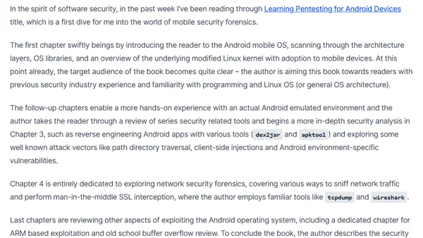 Reviewing book – Learning Pentesting for Android Devices
