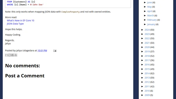 EF Core 10.0: Support for Partially Updating JSON Columns with ExecuteUpdate/ExecuteUpdateAsync