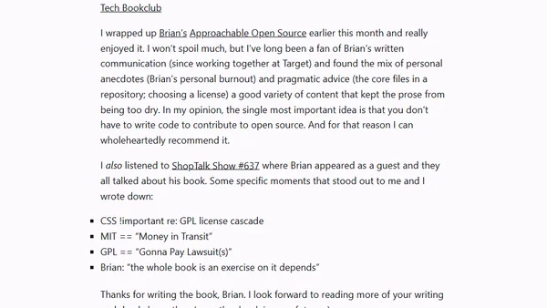 I Read Approachable Open Source