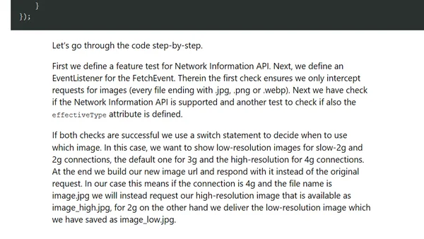 Network based image loading using the Network Information API in Service Worker