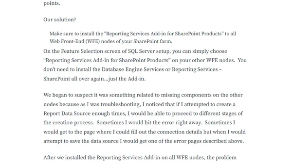 Troubleshooting SQL Server 2012 Reporting Services and SharePoint 2010 Integration (Part 1)