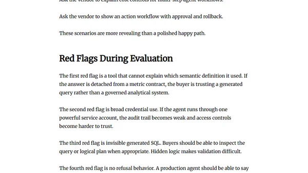 The Buyer's Scorecard for Agentic Analytics: Evaluating Tooling in the Enterprise AI Era