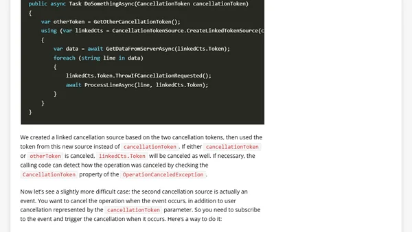 Using multiple cancellation sources with CreateLinkedTokenSource