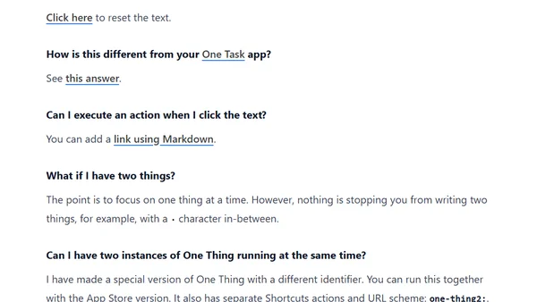 New App: One Thing