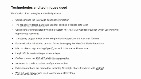 CarTrackr - Sample ASP.NET MVC application