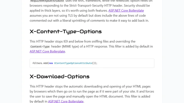 NWebSec ASP.NET MVC Security Through HTTP Headers