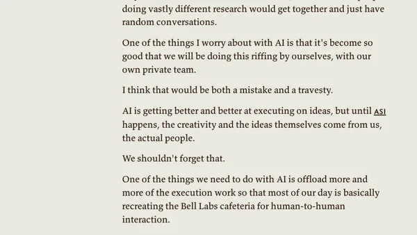 Recreating the Bell Labs Cafeteria