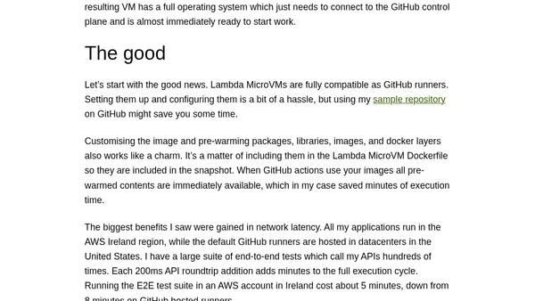 I replaced my GitHub runners with Lambda MicroVMs, and maybe you should too