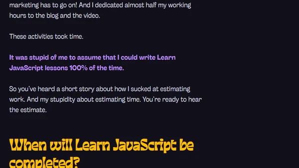 When will Learn JavaScript be completed?
