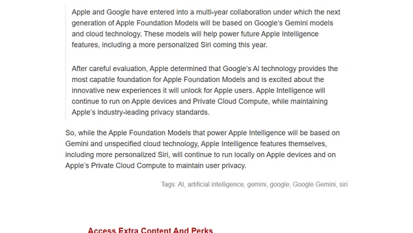Apple Confirms AI Partnership with Google