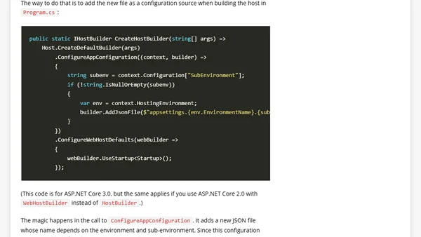 ASP.NET Core: when environments are not enough, use sub-environments!
