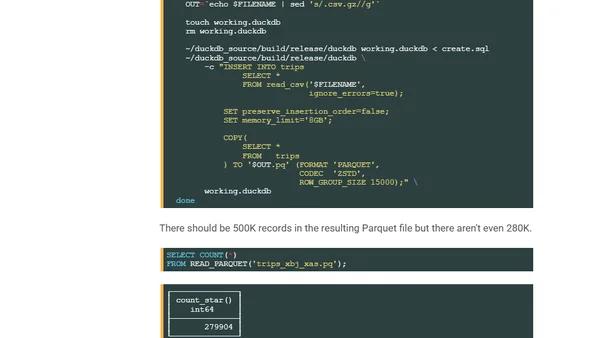 1.1 Billion Taxi Rides using DuckDB