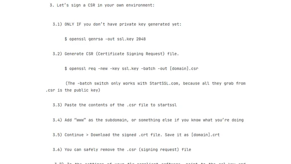 StartSSL tips