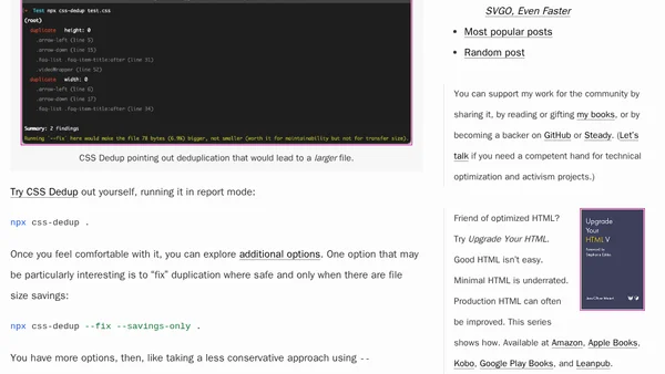CSS: Deduplicate and Speed Up Your Style Sheets With CSS Dedup