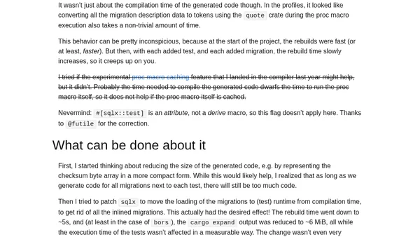 Optimizing #[sqlx::test] rebuild time