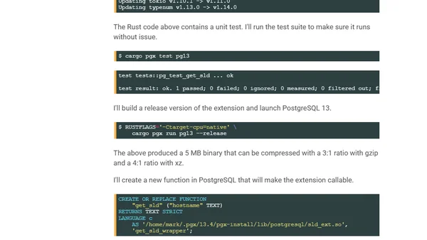 Building PostgreSQL Extensions with Rust