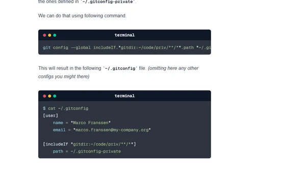 Globally configure multiple git commit emails