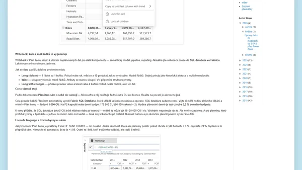 Úpravy dat v BI modelech: od SSAS přes Power Apps až po Fabric Planning