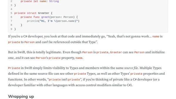 Clarifying Swift Access Control (Hint:  Swift Isn’t C#)