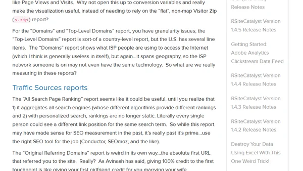 My Top 20 Least Useful Omniture Reports