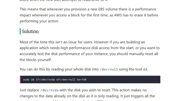 A note on AWS disk performance testing