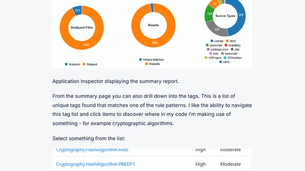 Use the Microsoft Application Inspector to analyze your source code