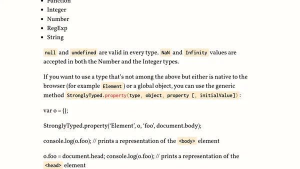 StronglyTyped: A library for strongly typed properties & constants in JavaScript