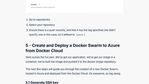 Building and running a .NET Core application in a Docker Swarm in Azure, via Docker Cloud