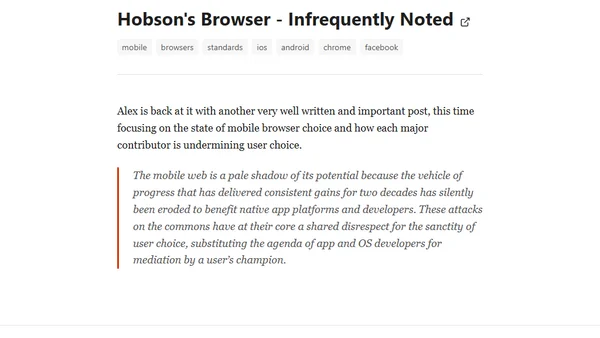 Hobson's Browser - Infrequently Noted