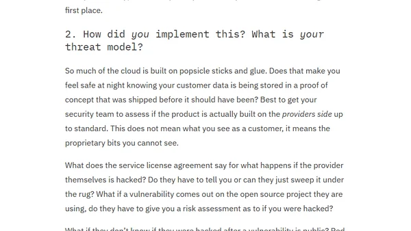 Questions I'd Ask My Cloud Provider