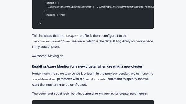 Enable Azure Monitor for you Azure Kubernetes Services (AKS) cluster