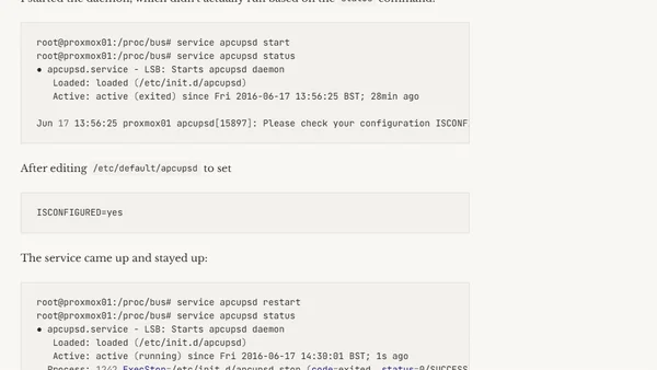 Configuring UPS/apcupsd