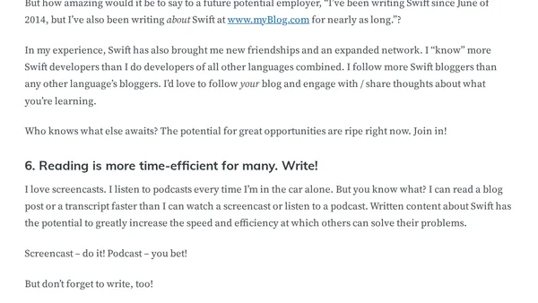 7 Reasons You Should Write About Swift