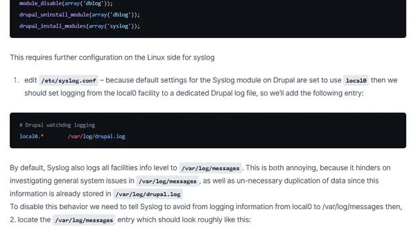 Drupal Database Log to Syslog