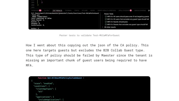 Using Pester to regression test Maester tests