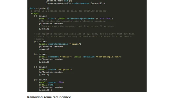 Async/await in ClojureScript with Promesa