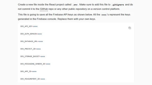 Firebase config in a React app