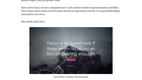 One way to help a data science team innovate successfully