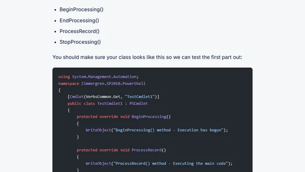 SP 2010: How to create a PowerShell Snapin - Part 1