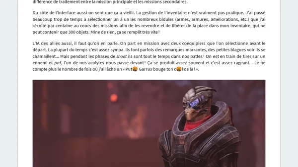 Journal de bord 3 — Nouvelle homepage, Mass Effect et recommandation d'articles