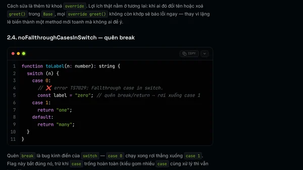 tsconfig.json: strict flags nào thực sự cứu code của bạn?