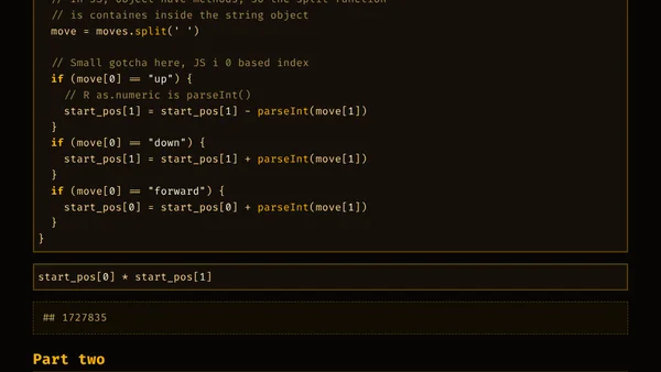 Advent of Code 2021-02 with R & JavaScript