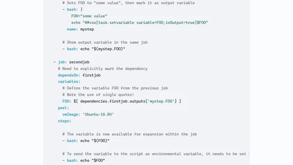 How to pass variables in Azure Pipelines YAML tasks