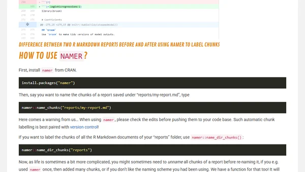 namer, Automatic Labelling of R Markdown Chunks