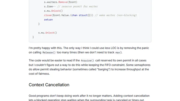 A Fair, Cancelable Semaphore in Go