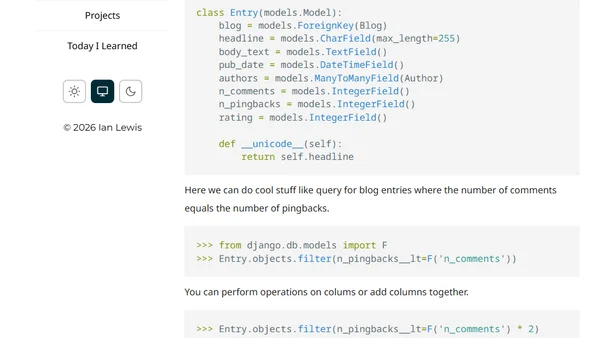 Field/column Queries in Django